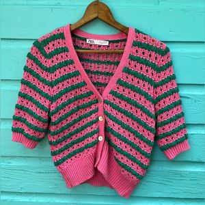 Zara Pink and Green Sweater